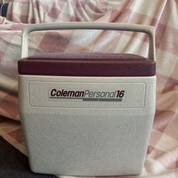 Vintage Coleman Personal 16 Quart Cooler Lunch Box Maroon White 5274