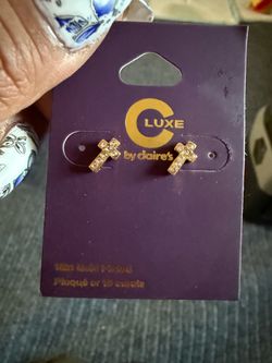 18 kt gold plated cross earrings