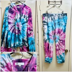Hazel Blue Matching T I E-D Y E Sweatsuit Set Size 2XL