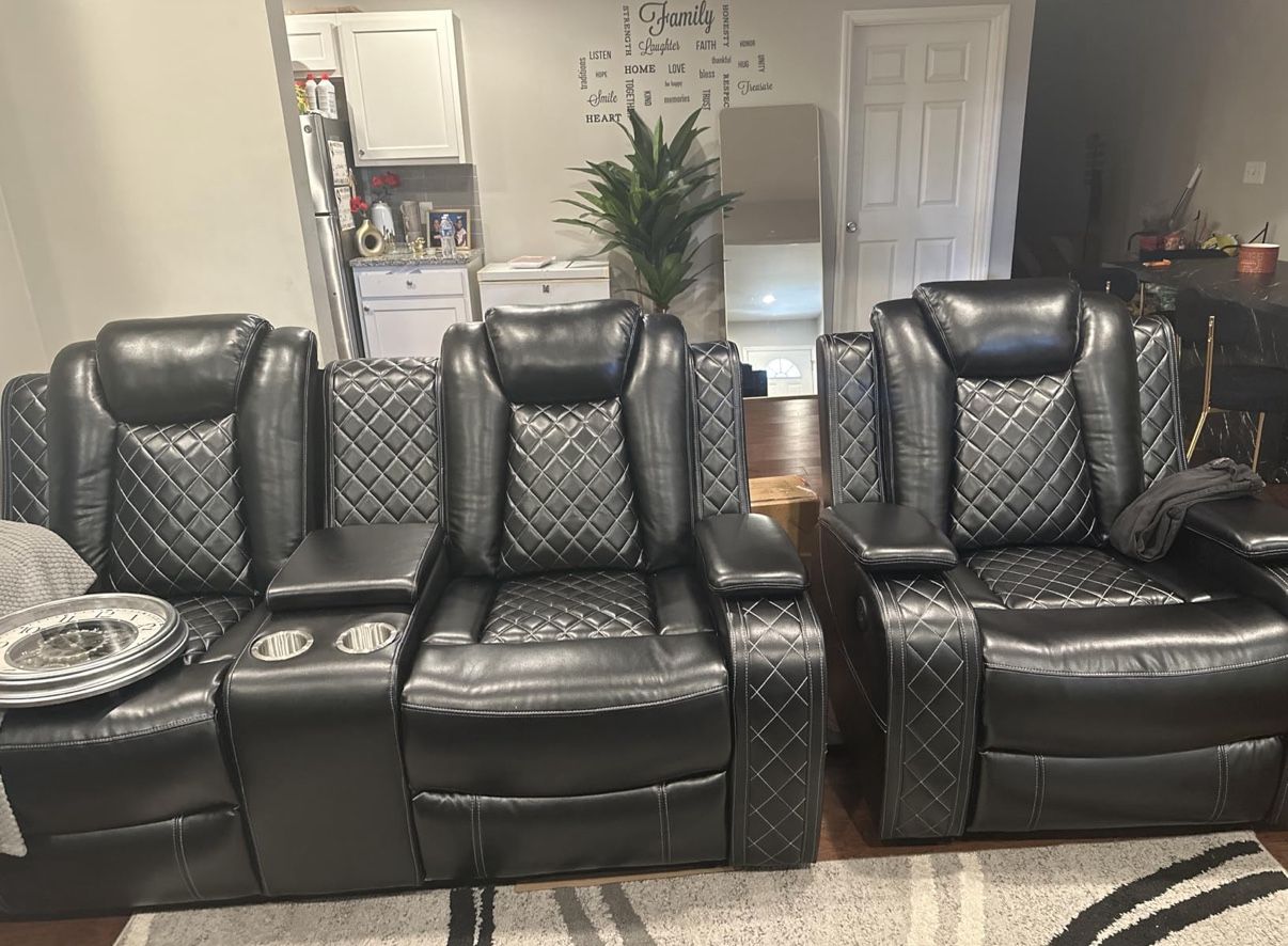 New Power Reclining Couch 3-Pc Set — Sofa • Loveseat • Chair