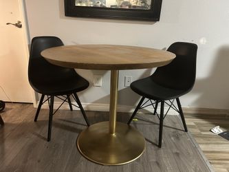 40” Wide 2 Inch Solid White Oak Round Circular Dining Cafe Table Set