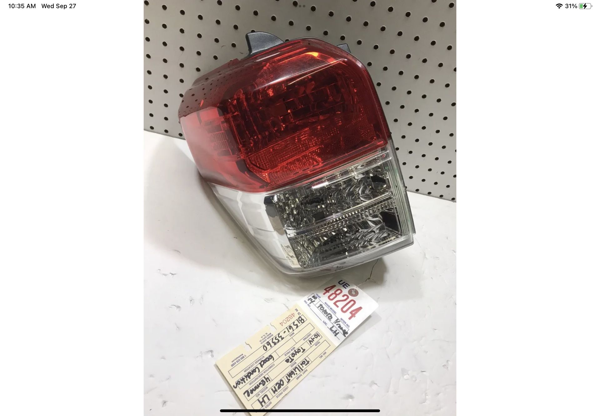 2010 2014 TOYOTA 4RUNNER LEFT SIDE TAIL LIGHT OEM