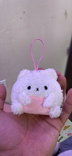 Pink Onigiri Panda Plushie Keychain