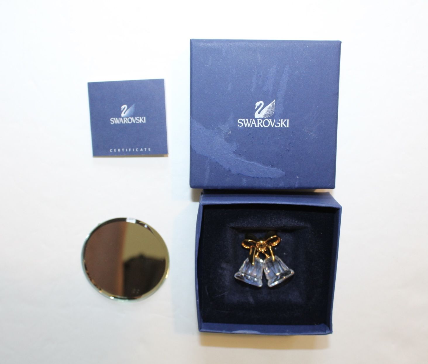 Swarovski Crystal Gold Bow Holiday Bells
