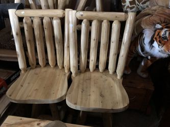 Cedar log counter height and bar height stool chairs