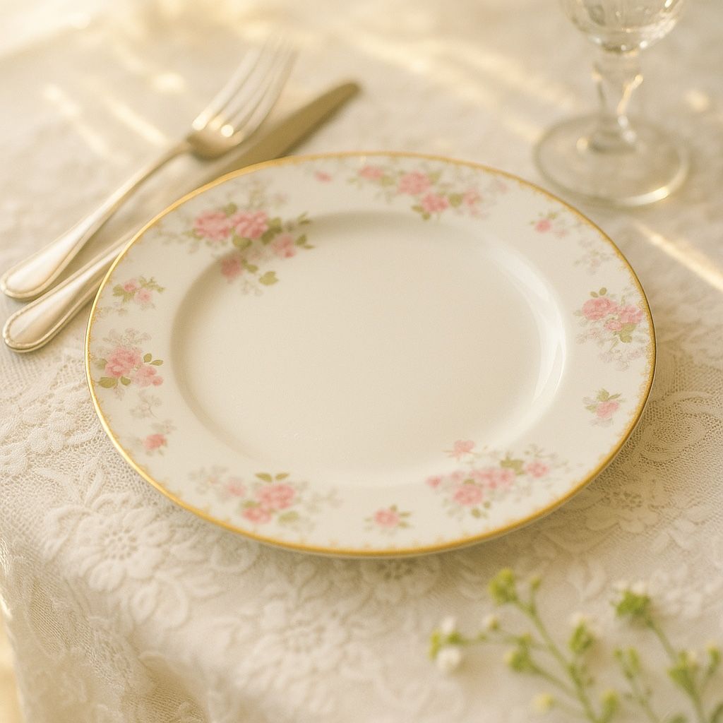 GDA France CH Field Haviland Vintage 1940s The Rose Du Barry Dinner Plate, 9.75”