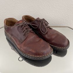 BORN Women Dark Brown Burgundy Leather Distressed Casual Lace Up Oxford Shoes