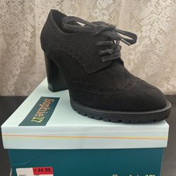 Women's Chunky Heeled Oxfords Suede Shoe