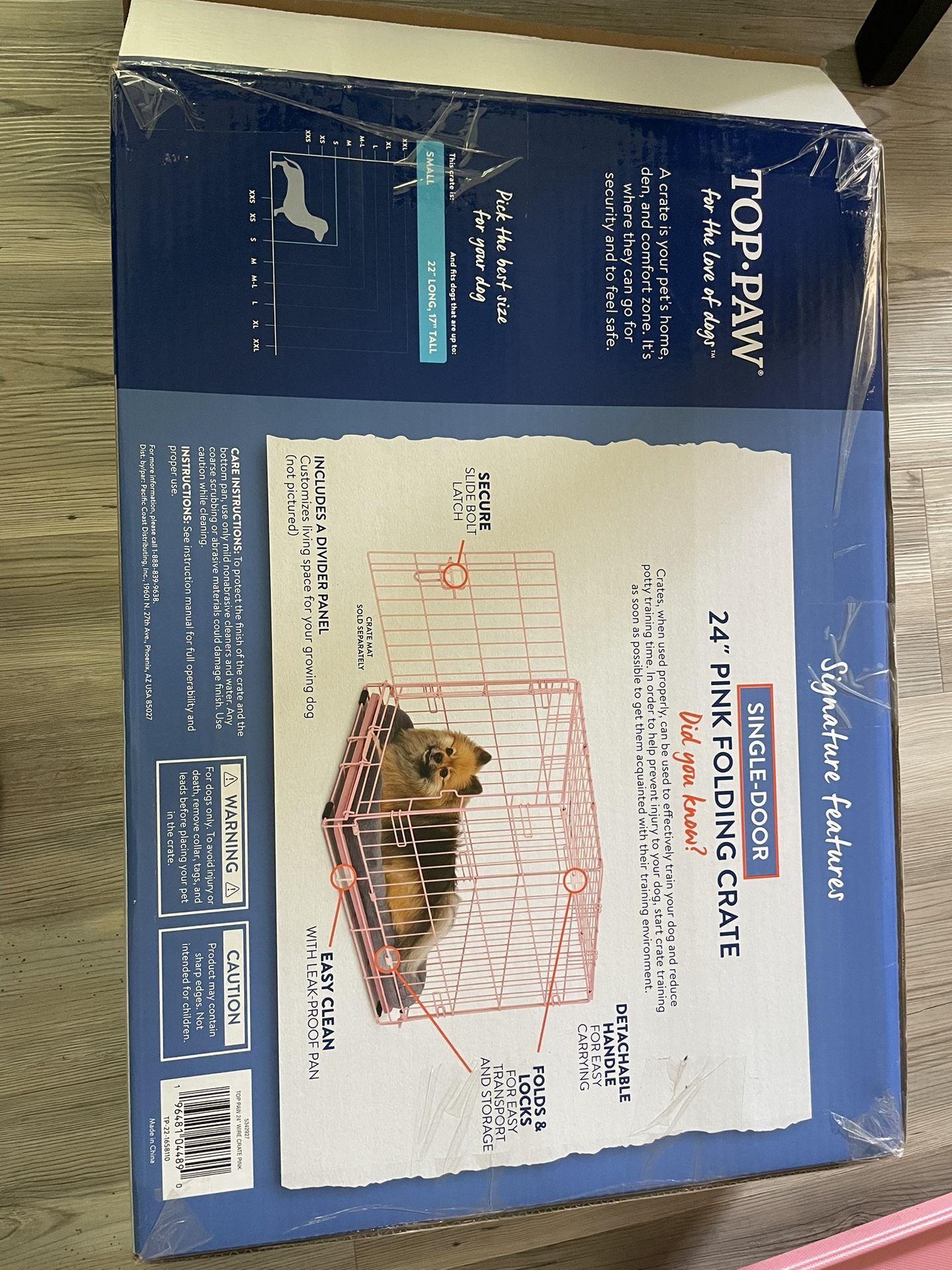 Top Paw Pink Folding Dog Crate