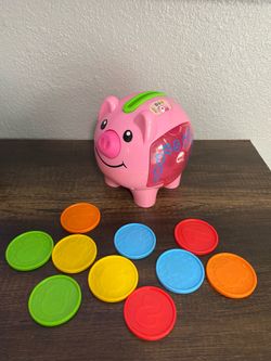 Fisher Price Laugh & Learn Smart Stages Musical Pink Pig Bank Includes 10 Coins