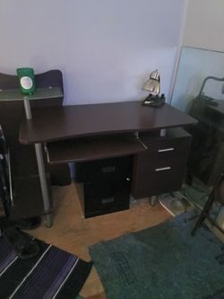 Dark Brown Computer Desk with Drawers