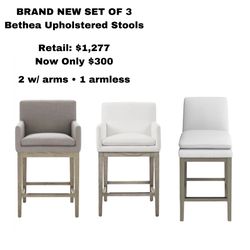 3 Brand New Bethea Counter Stools-2 with Arms