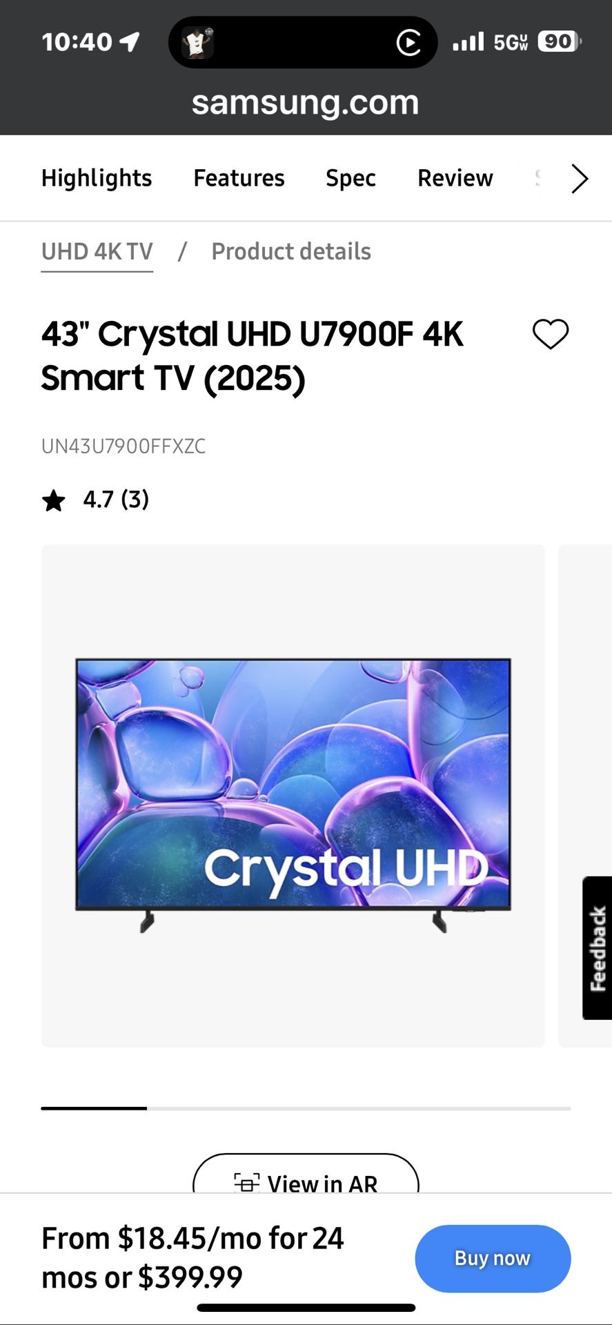 Samsung 4K TV - 43” Smart TV New in Box