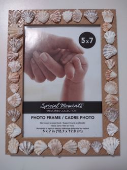 Kitten paw shells on frame that fits 5x7 photo