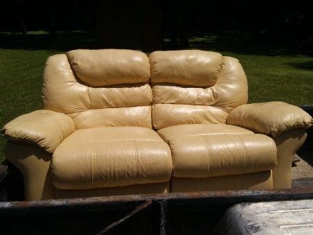 Leather love seat with recliners