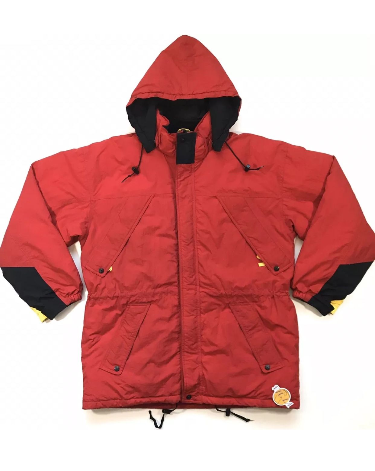 VINTAGE MARLBORO PUFFER JACKET MEDIUM M RED WINDBREAKER HOODIE PARKA SKI COUNTRY
