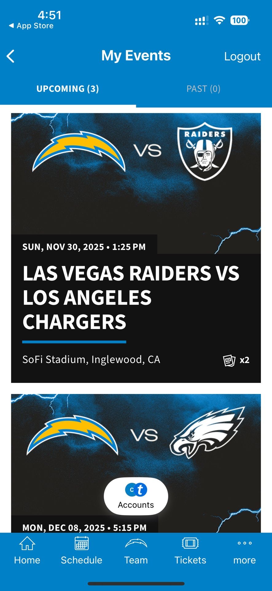 Raiders at the Chargers (2) Tickets 