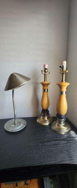 Set Of Wooden  Lamps No Shade / Desk Lamp