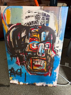 Basquiat Style Abstract Skull Face Canvas Print 15.5 x 23.5 Wall Art