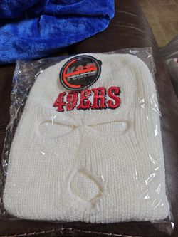 49 ers white facemask beanie