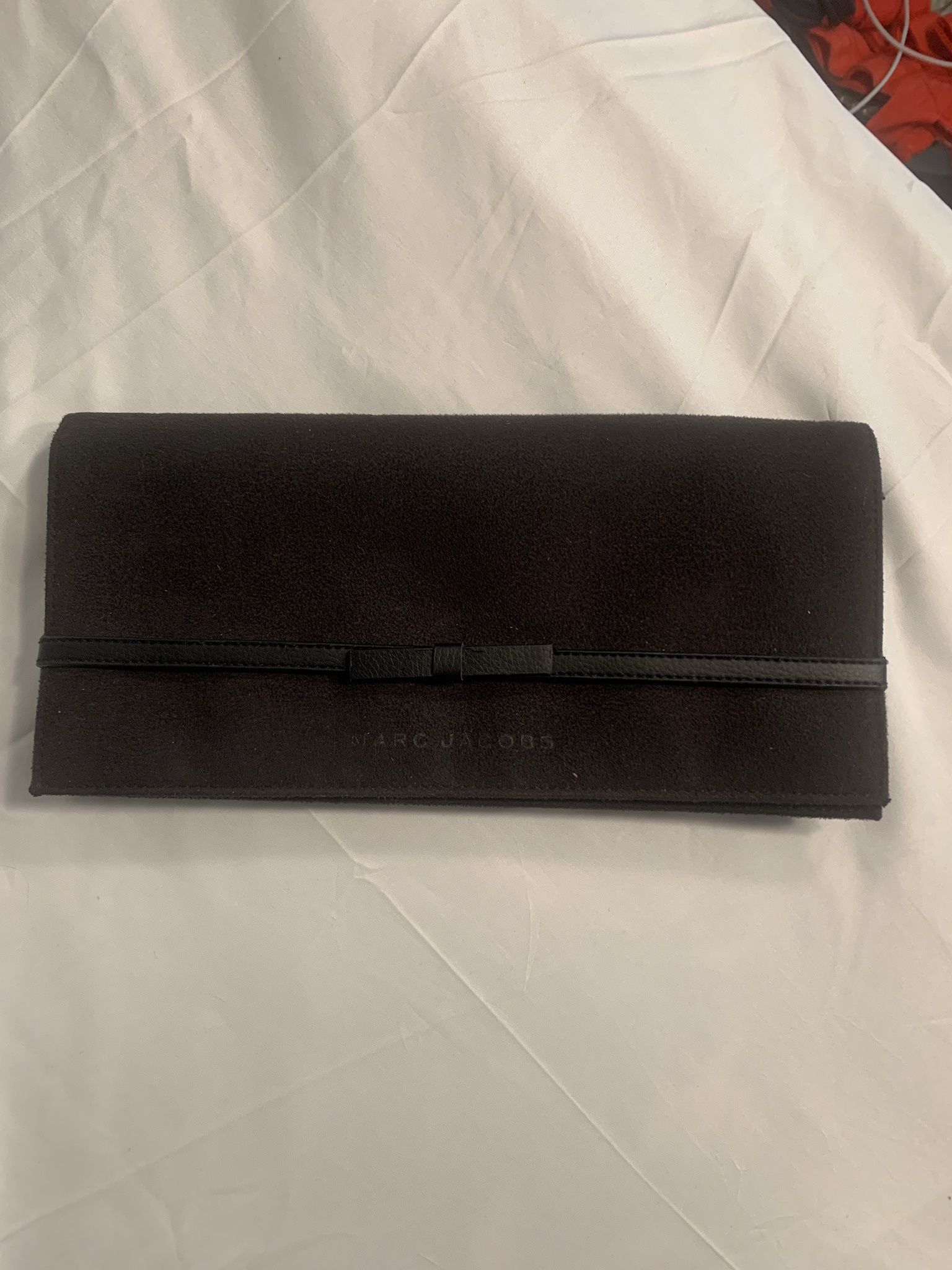 Marc Jacobs Clutch Purse Large Wallet Black Suede Finish