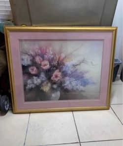 30.5in. W X 37in. L Floral Bouquet Print Framed 