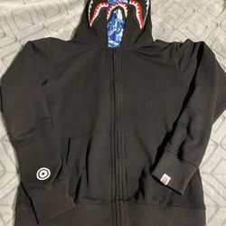 BAPE ABC Camo Shark Wide Fit Full Zip Double Hoodie 'Navy'