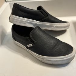 Vans Slip On Leather Shoes Women Size 9.5