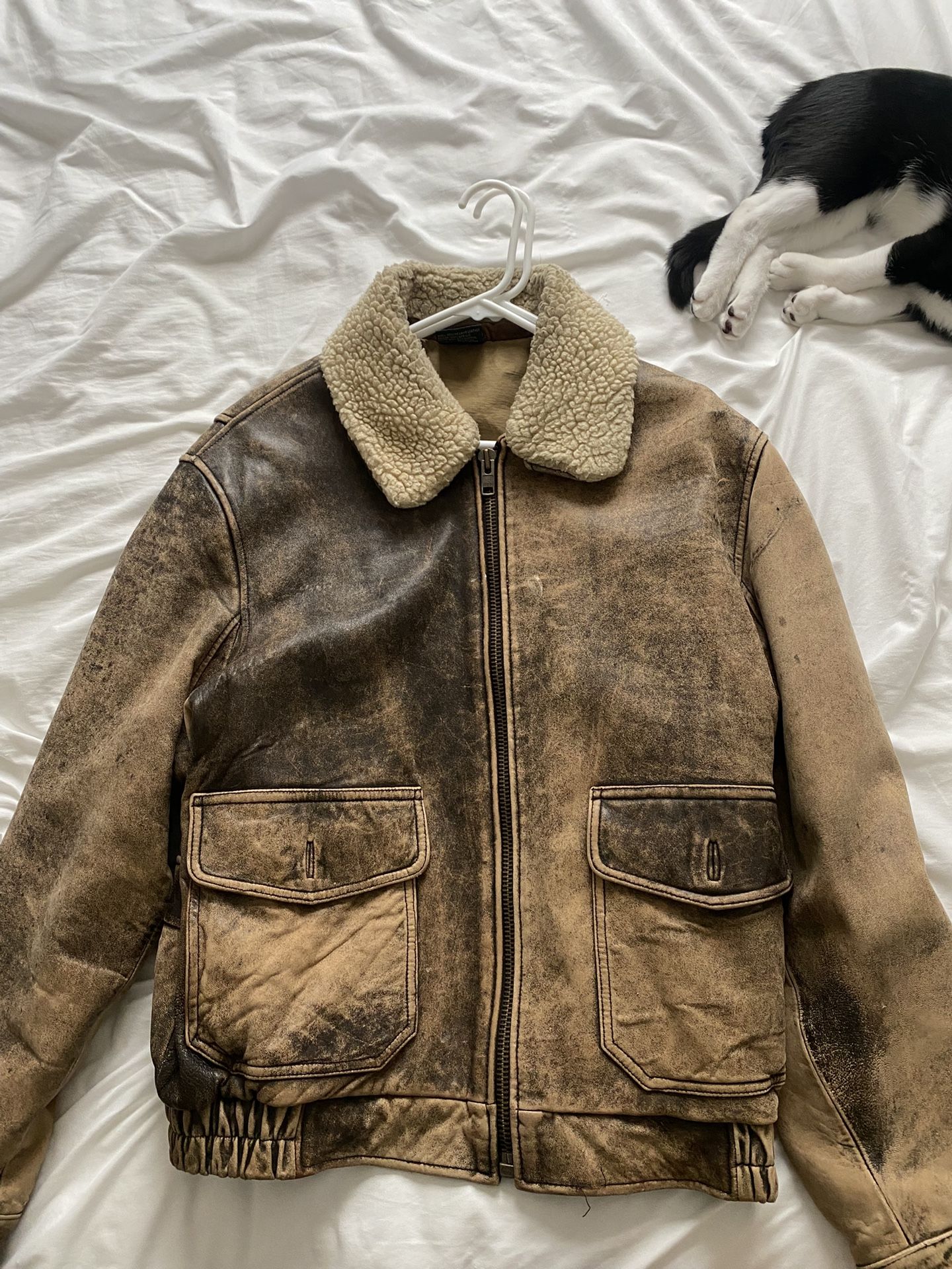 Large Leather Sherpa Jacket
