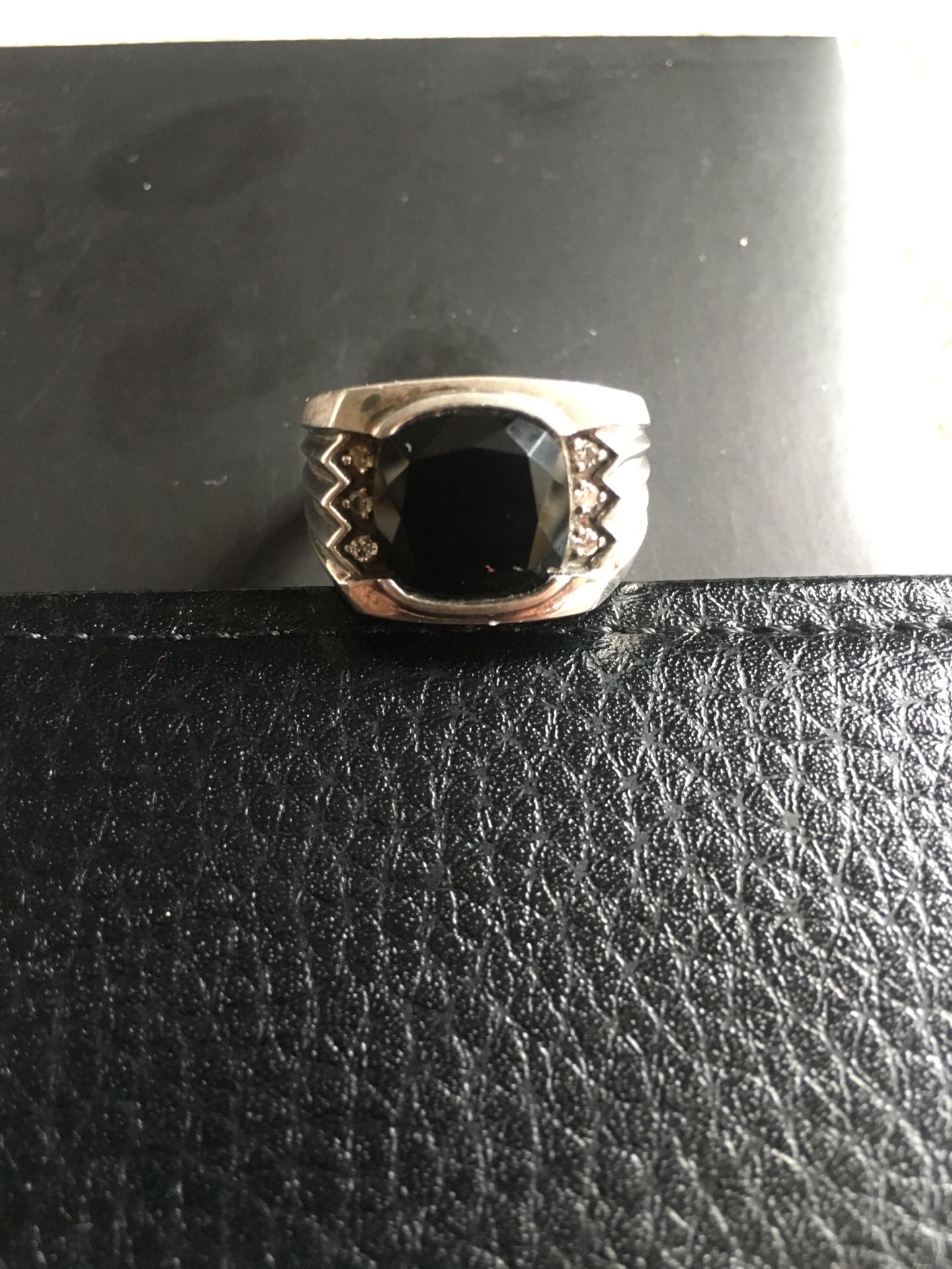 Men’s Sterling Silver Black Onyx Diamond Ring