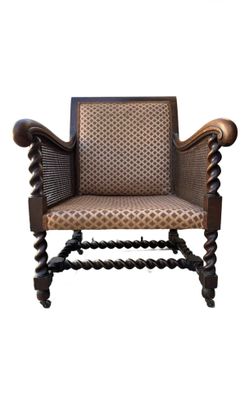Antique Barley Twist Bergere armchair on Casters