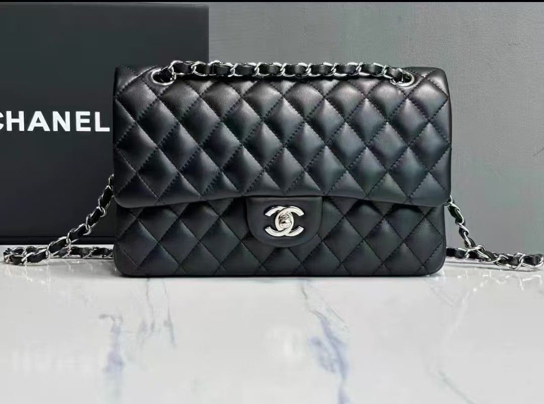 CHANE Classic Flap CF Crossbody Shoulder Bag Small Size Women's Black