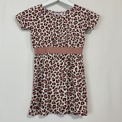 Old Navy Girls Short Sleeve Casual Leopard Print Dress Maroon & Pink Size XS