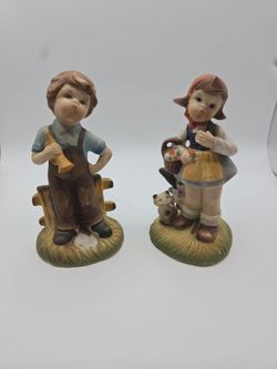 Vintage Ceramic Boy & Girl Figurines Set