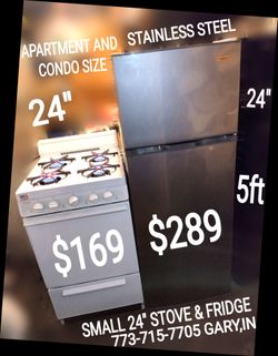24" small stove fridge refrigerator stainless steel