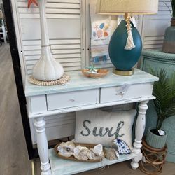 Refinished Coastal Entryway Table available at Do Over Decor in Jensen Beach 