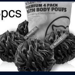 8pcs Shower Puff Bath Sponge Shower Loofahs Pouf Ball Nature Bamboo Charcoal Black