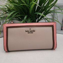 Kate Spade NY Wallet Braylon Patterson Drive Large Pink & Beige 