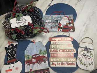 Christmas Decorations - Wreath, Signs, Snowman