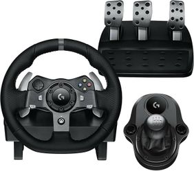New Logitech G920 Driving Force Racing Wheel and Pedals, Force Feedback + Logitech G Driving Force Shifter - Xbox Series X|S, Xbox One and PC, Mac - B
