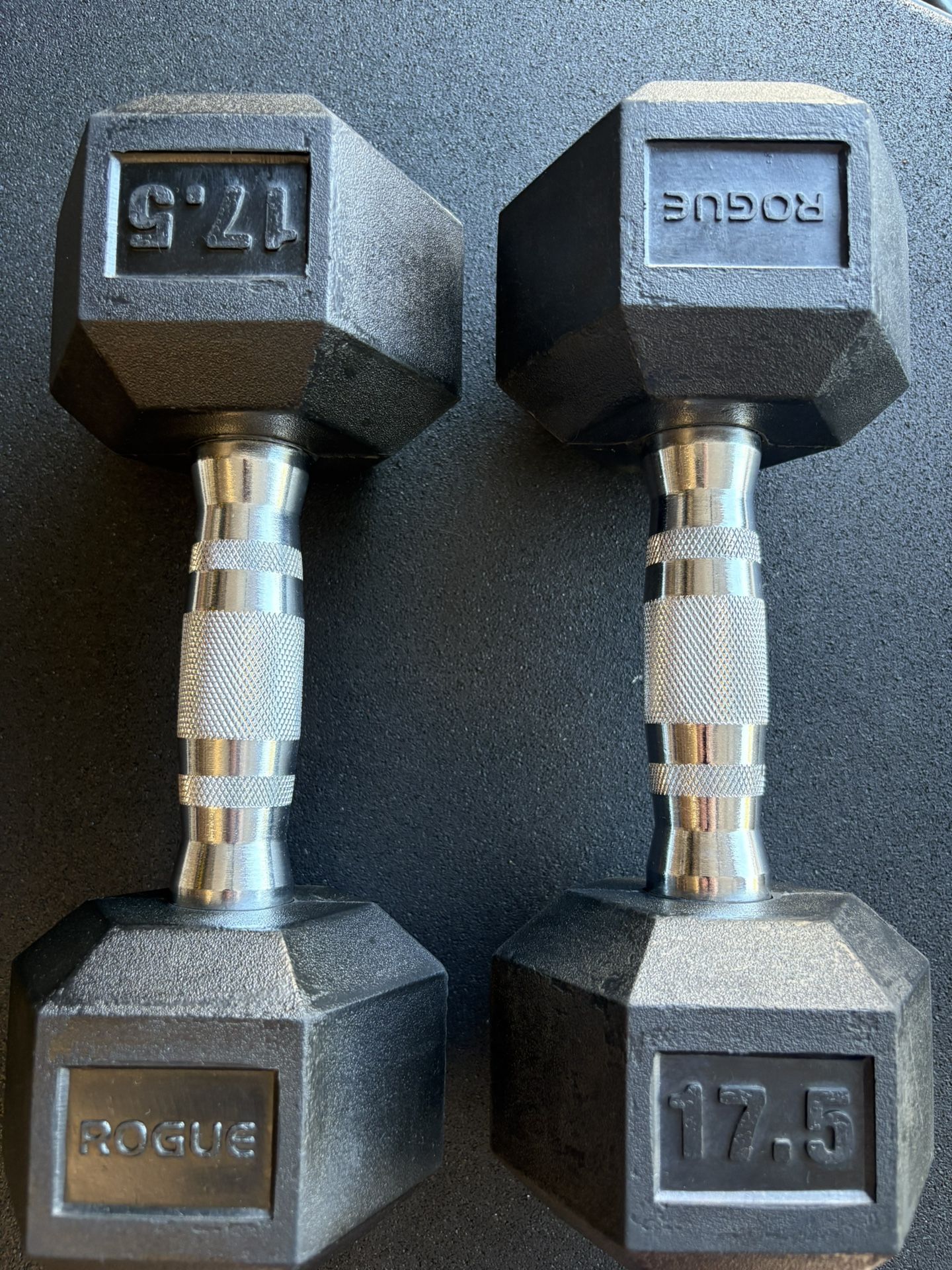 Rogue Fitness Rubber Hex Dumbbell Pair - 17.5lb
