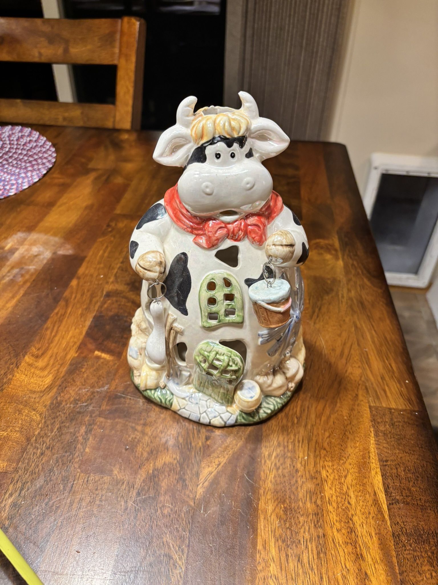 Cottage Cow & Luminary Farmhouse Ceramic Tea Light Candle House