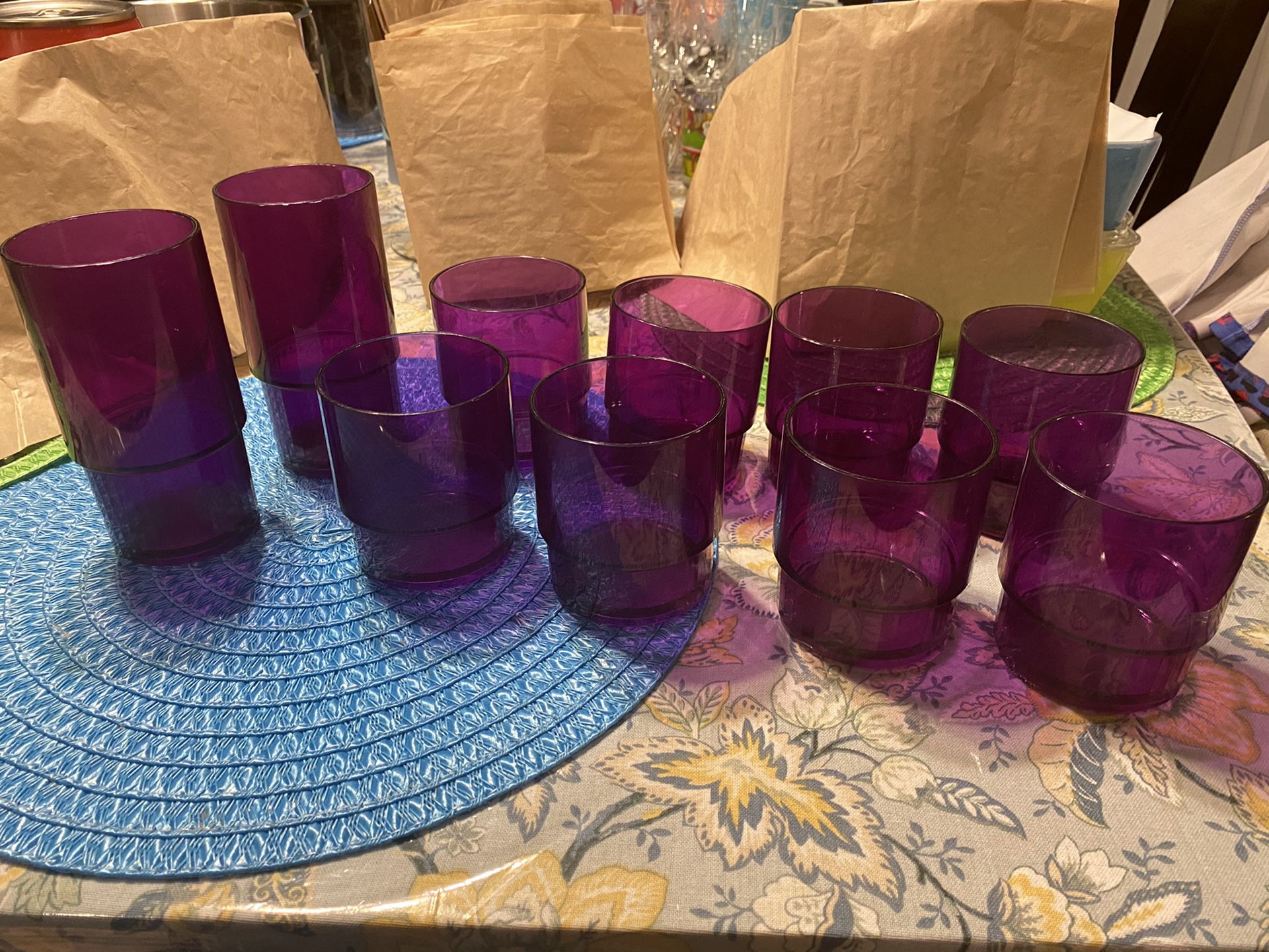 Tupperware Purplicious Acrylic Tumblers. 2 14oz and 8 10oz $40 for all 10