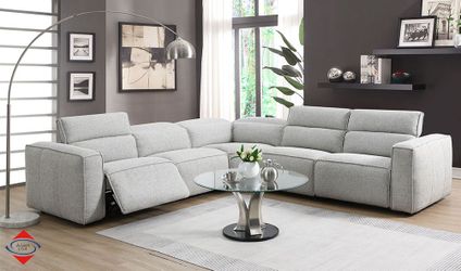 Cloud 5-Piece Deep-Wide Seat Power Reclining Sectional Sofa with Power Headrests & Footrests – Gray