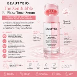 BeautyBio The ZenBubble Bi-Phase Toner Serum 1.7 oz / 50 mL – Oil Control, Redness Relief & Hydrating Face Serum