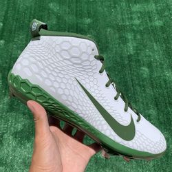 NIKE FORCE ZOOM TROUT 5 PRO “WHITE / FOREST GREEN” METAL BASEBALL CLEATS (Size 12, Men’s)