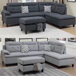 New Sectional Sofa Couch With Ottoman 