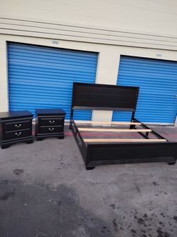 King size bed frame nightstands bedroom bed  - delivery available