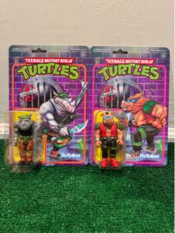 Teenage Mutant Ninja Turtles Bebop Rocksteady Action Figure Super7 ReAction TMNT