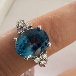 2ct London Blue Topaz Gemstone 925 Sterling Silver Ring Size 6